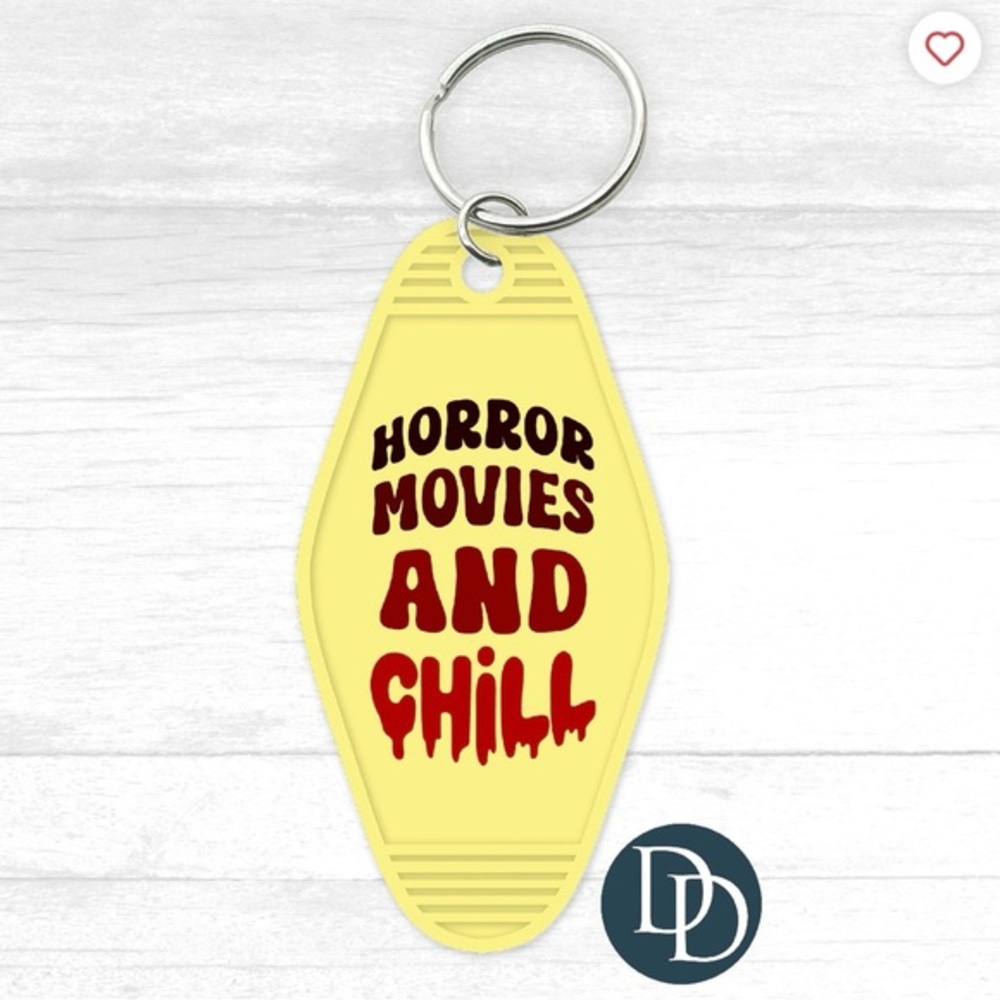 Horror movies and chill retro‎ motel keychain